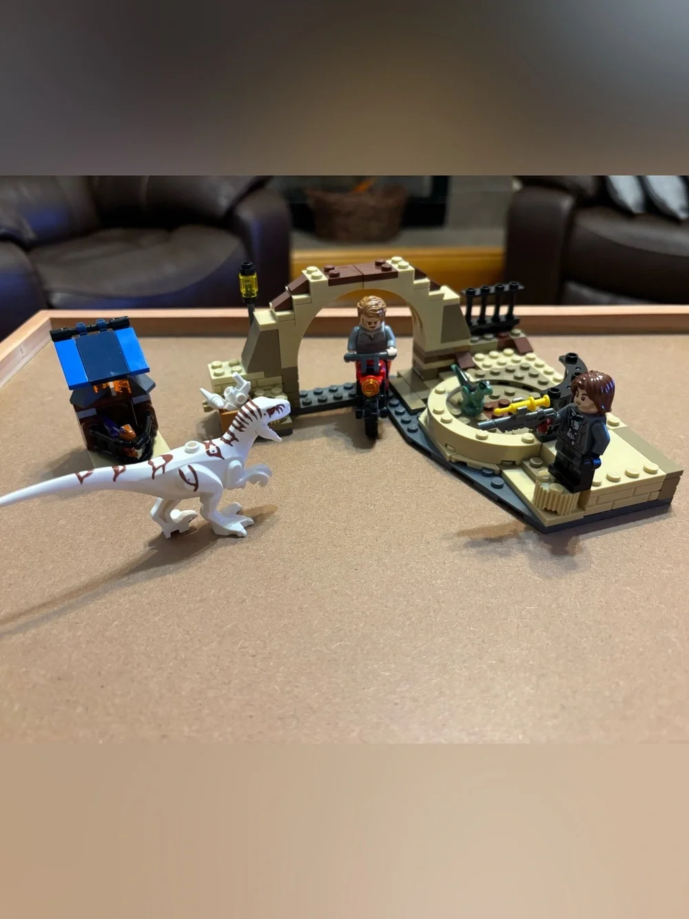 Complete LEGO Jurassic World 76945 Atrociraptor Dinosaur: Bike Chase set.